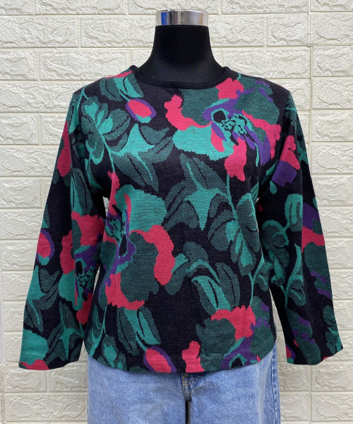 Dark grey with multi colour knitted pullover