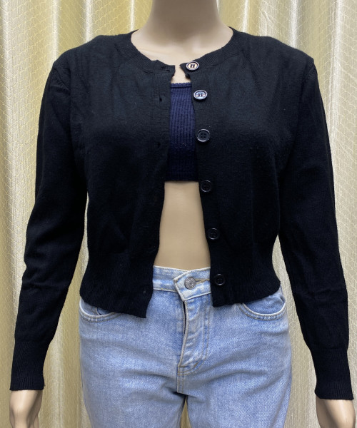 Black Cardigan Knitted Top