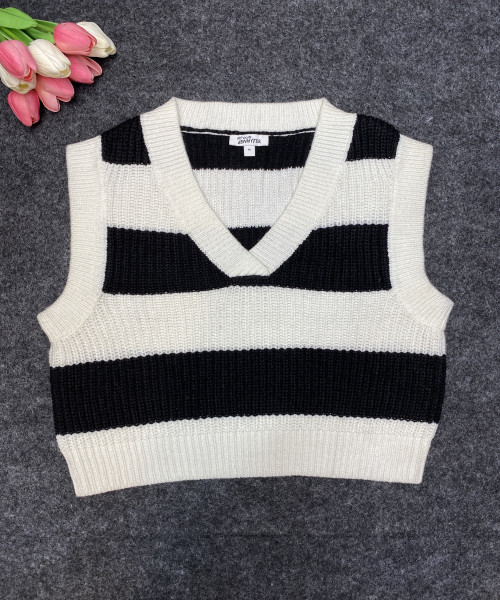 Black With White  Sweater Vest