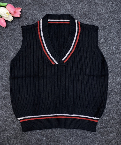 Black V neck Sweater Vest
