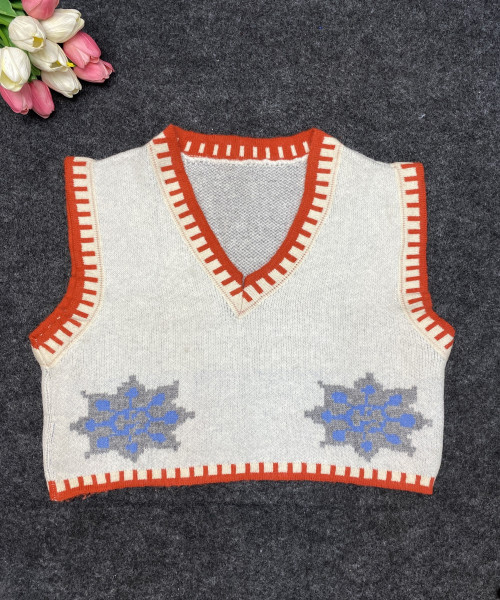 White V Neck Sweater Vest