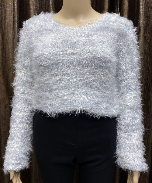 Grey With White Fur Pullover