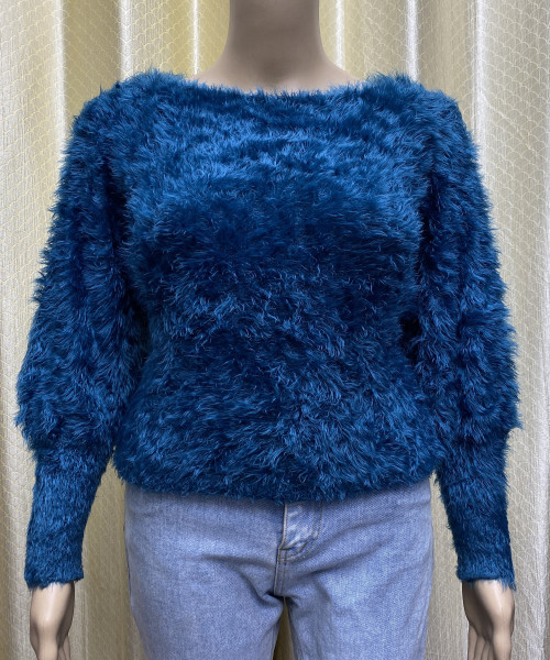 Navy Blue Fur Pullover