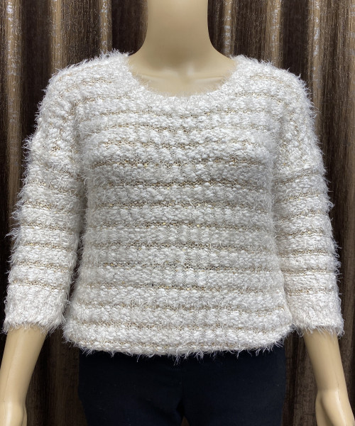 White With Golden Fur Pullover