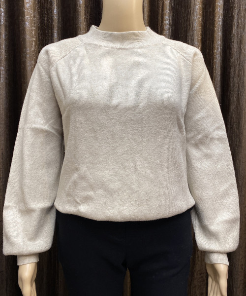 Off White Round Neck Winter Pullover