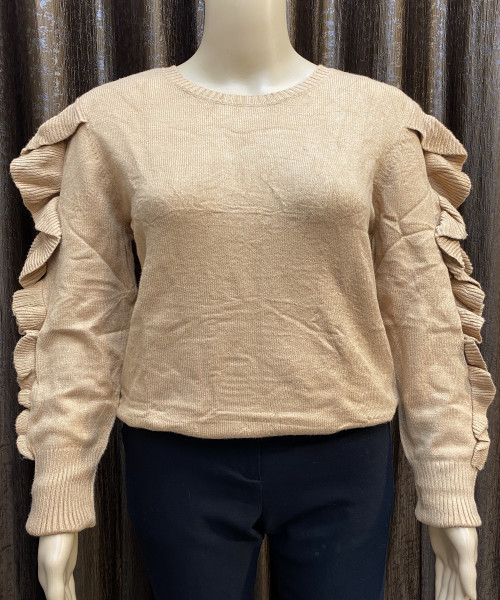 Sand Brown Colour Knitted Pullover