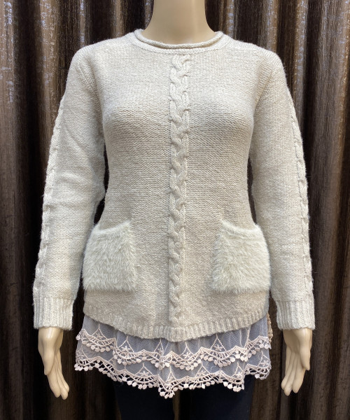 Camel Colour Knitted Pullover