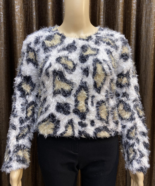 Tiger Printed Fur Pullover