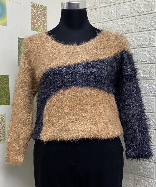 Orange With Grey Fur Pullover
