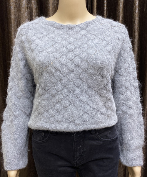 Grey Knitted Fur Pullover