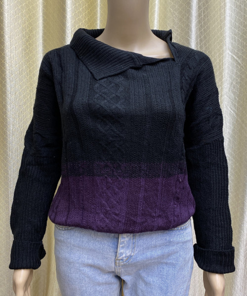Purple With Black Knitted Pullover