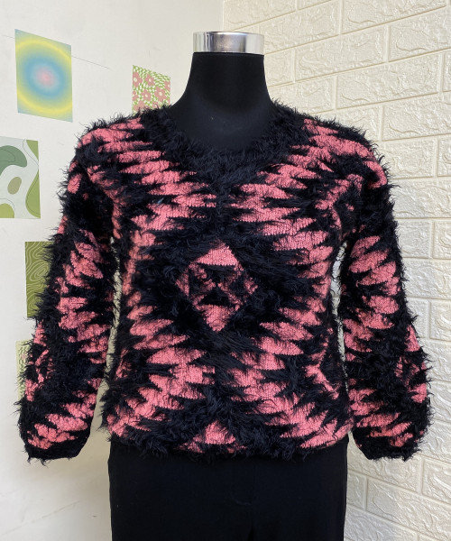 Pink And Black Winter Pullover