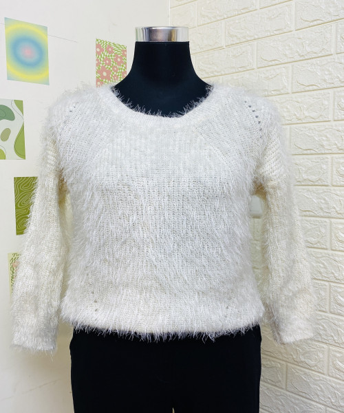 White Soft Fur Pullover