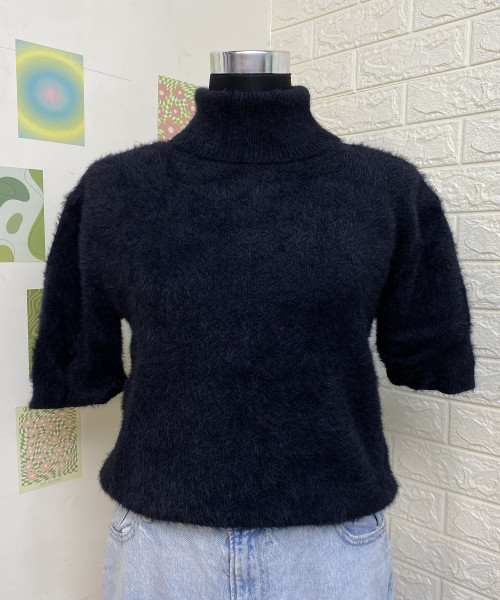 High Neck Black Pullover