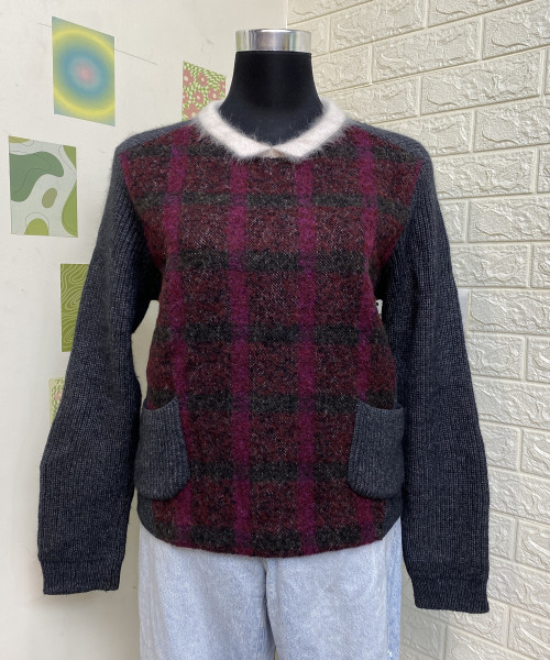 Grey With White Neck Winter Pullover