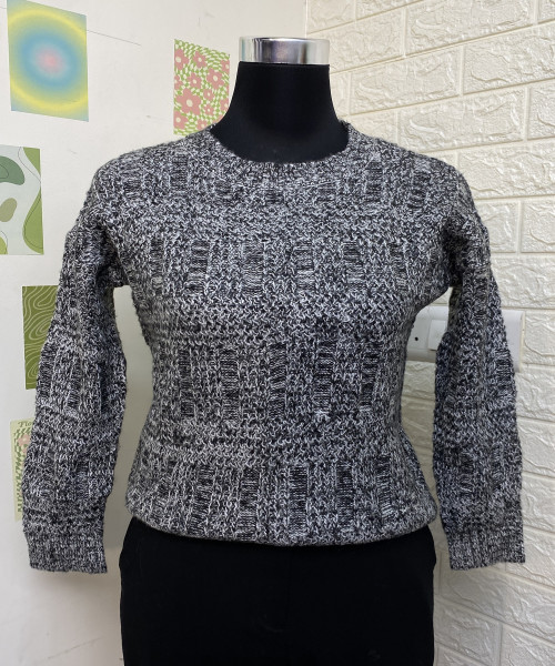 Black With White Knit Pullover