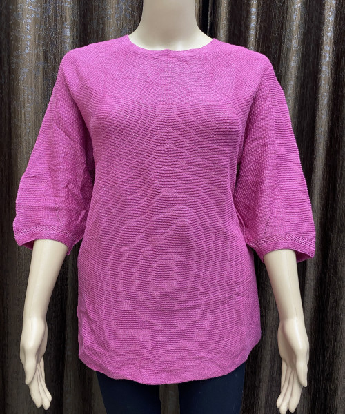 Pink Long Pre Winter Knitted Top