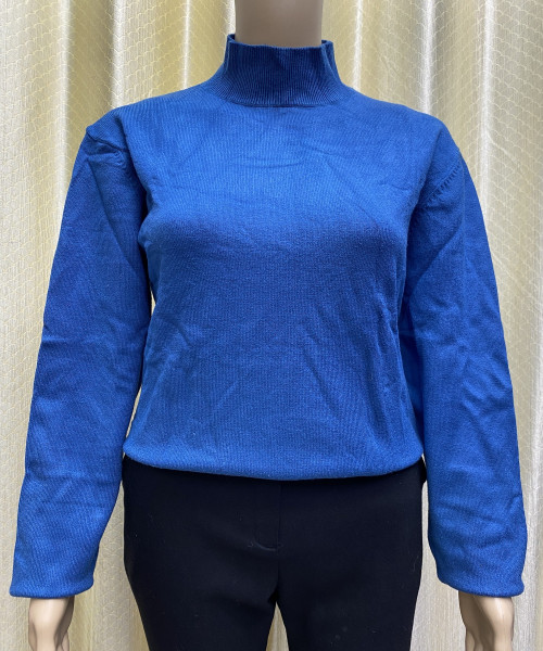 Blue High Neck Winter Pullover