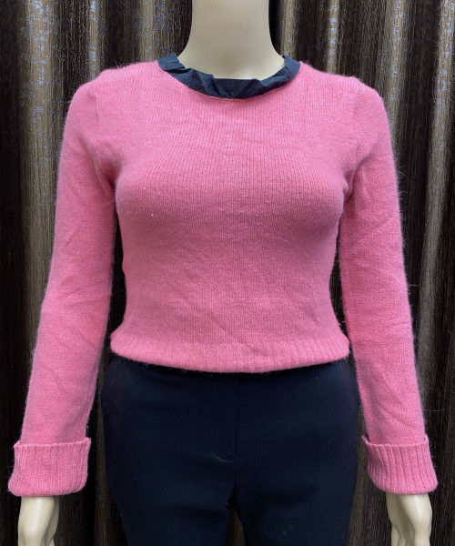 Pink With Black Pre Winter Knitted Top