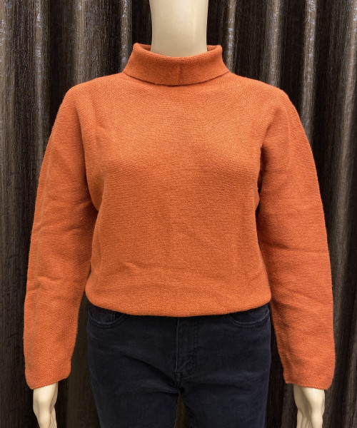 Orange High Neck Knitted Pullover