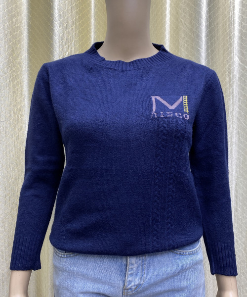 Navy Blue Round Neck Pre Winter Pullover