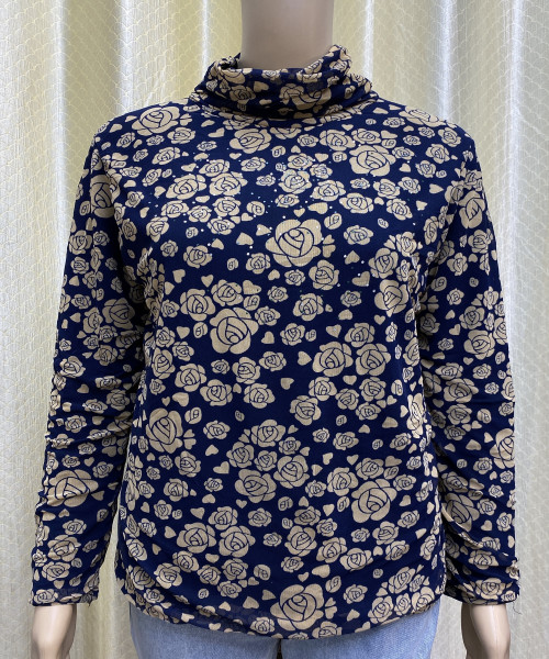 Blue Flower Print Top