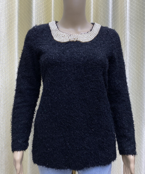Black Winter Long Fur Pullover