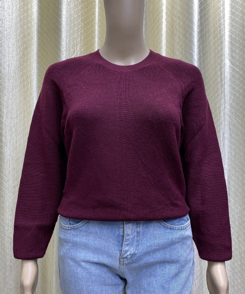 Maroon Round Neck Pre Winter Knitted Top