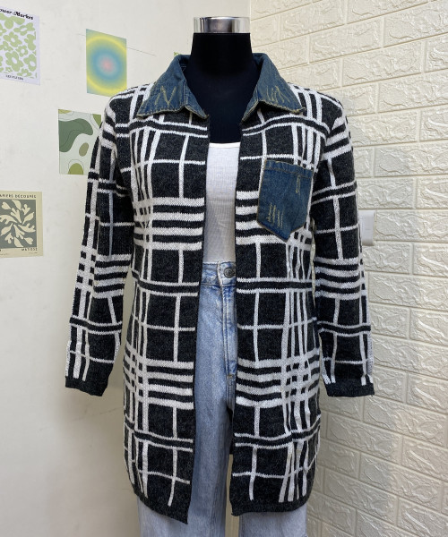 Black With White Line Shrug