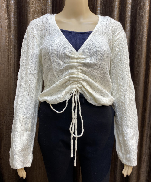 Knitted White Crop Top