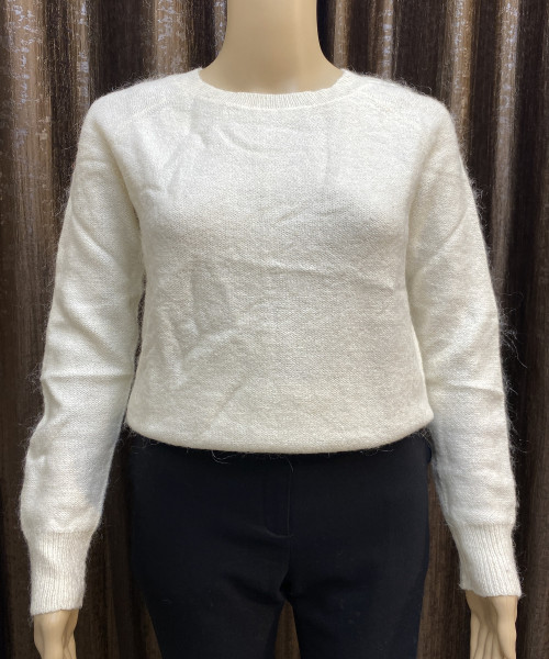 White Round Neck Pre Winter Top