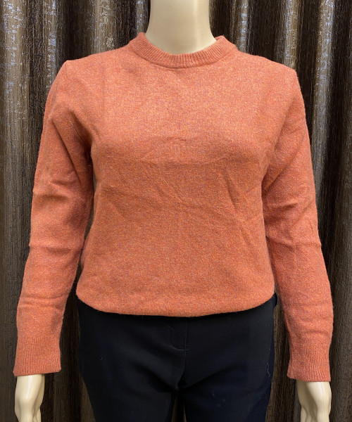 Orange Round Neck Knitted Top