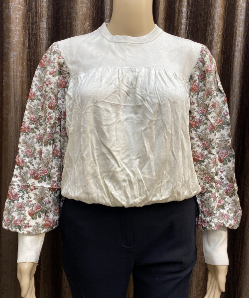 Off White With Arm Print Knit Top