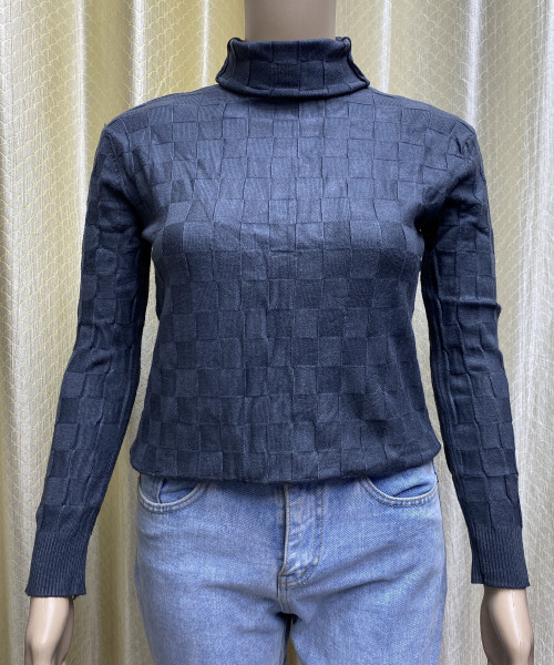 High Neck Grey Knitted Top