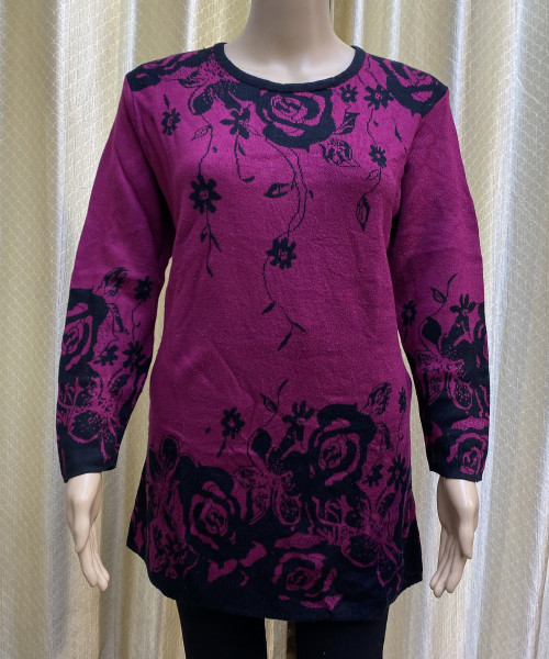 Purple With Black Pre Winter Knitted Top
