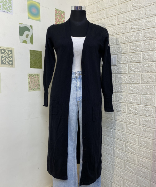 Black Long Knitted Shrug
