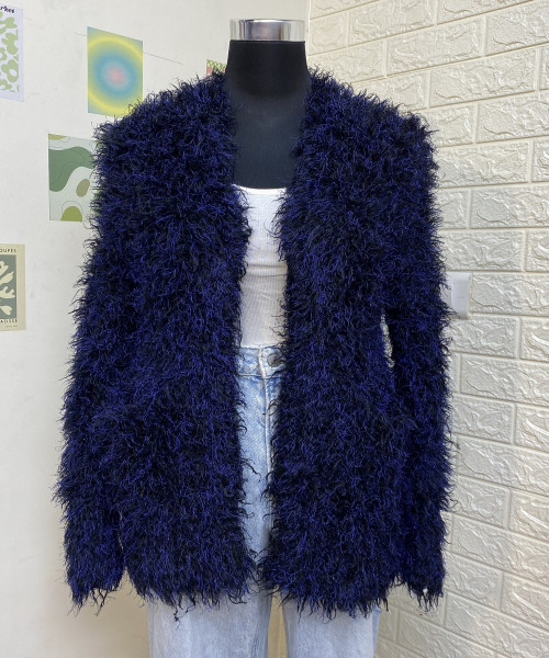 Navy Blue Soft Fur Shrug
