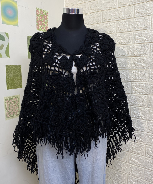 Black Knit Poncho