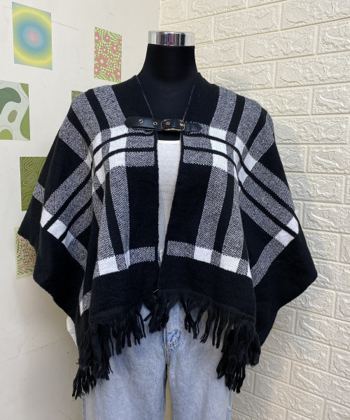 Black With White Poncho