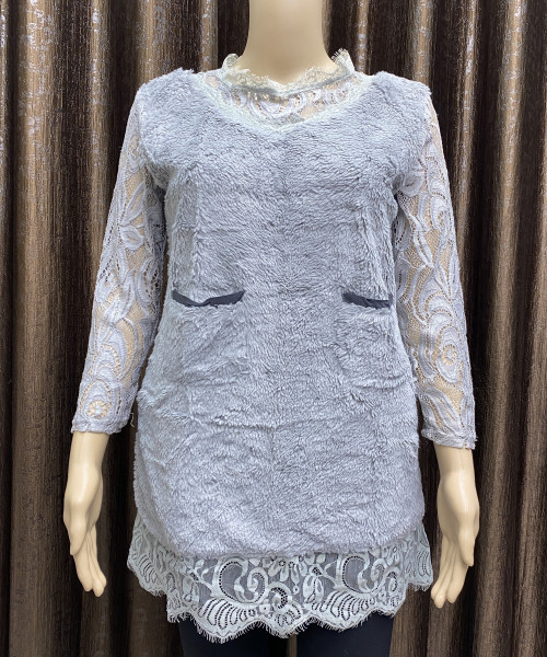 Grey Top Velvet Fabric