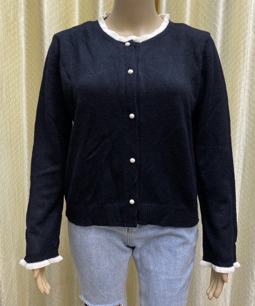 Black With White Pre Winter Cardigan