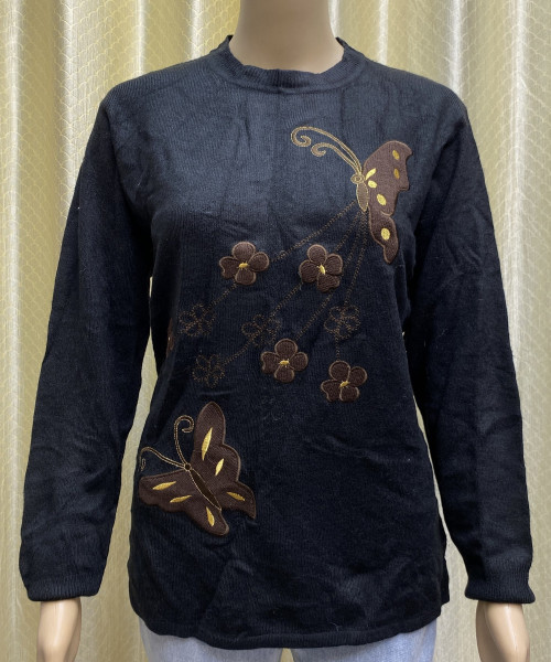 Black  Print  Knitted  Top