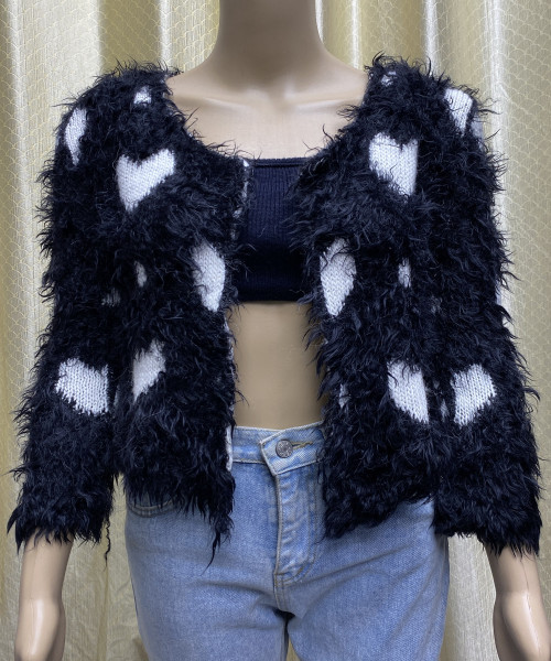 Black and  White Fur Shrug