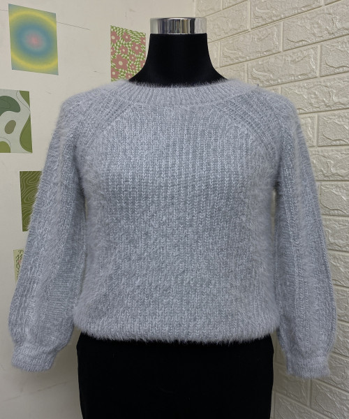 Grey  Fur  Winter  Pullover