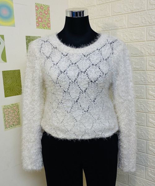 White Soft Fur Winter Pullover