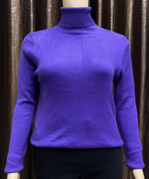 Purple High Neck Knitted Top