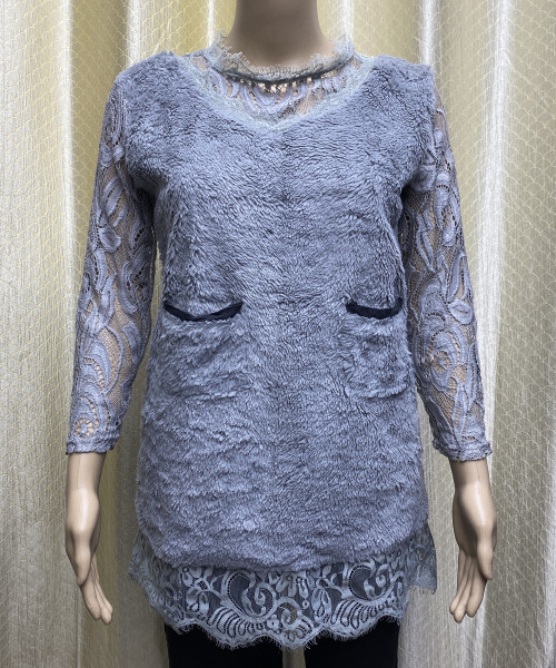 Grey Long Knitted Top