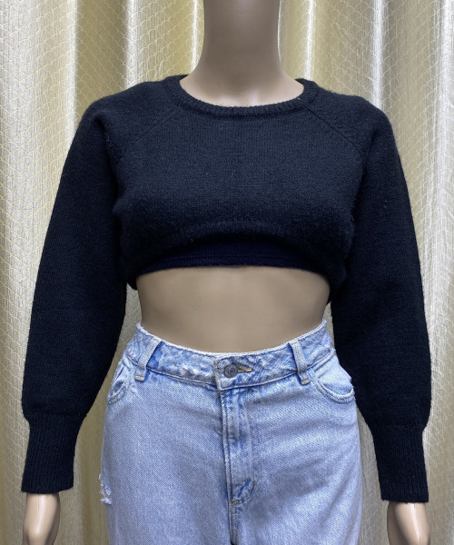 Black Crop Knitted Top