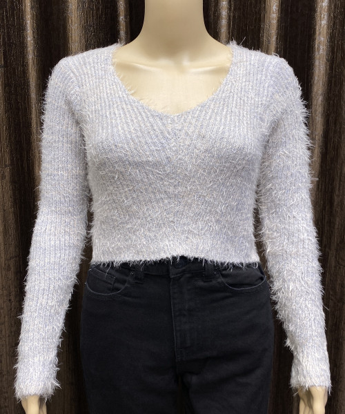 Grey Crop Fur Top