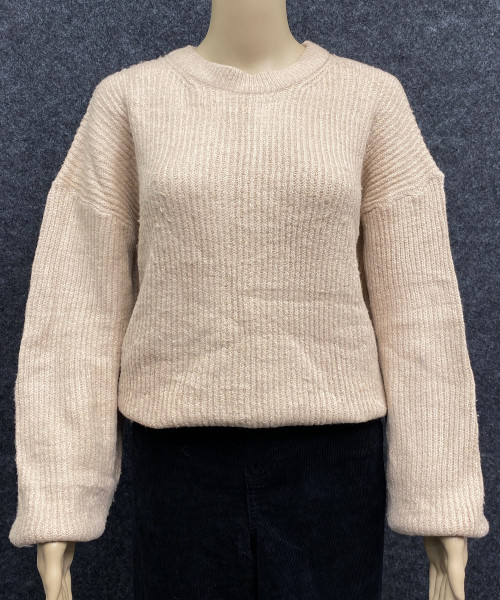 Light Brown Round Neck Knit Pullover